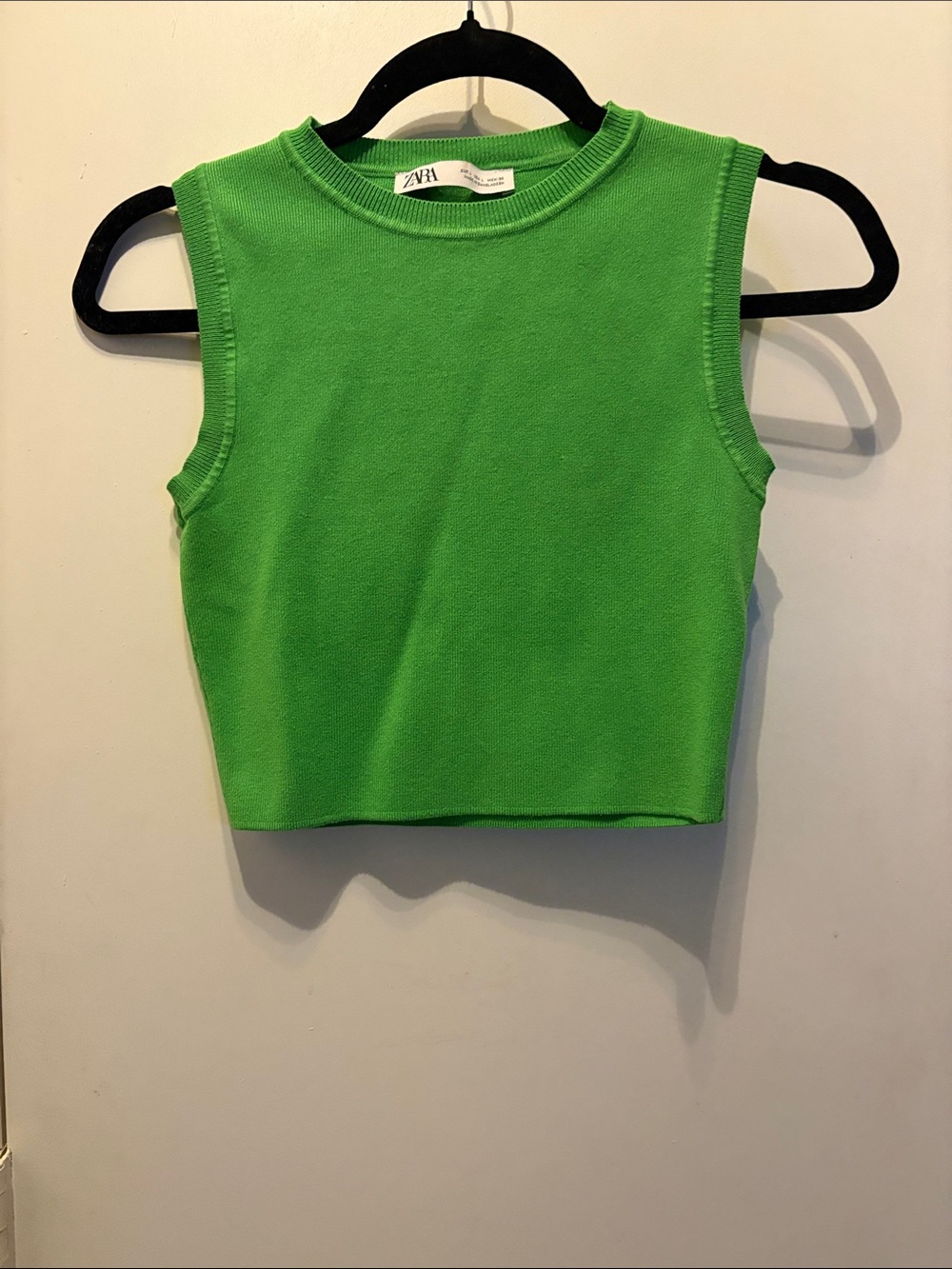 Zara Kids Neon Green Cropped Knit Tank Size L